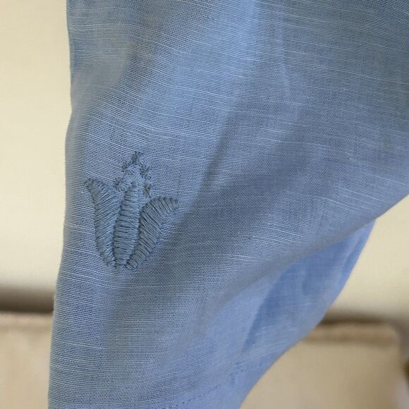 J. Marie The Libby Dress Size Small Blue Embroidered Tunic Linen Blend Lined - Picture 6 of 10